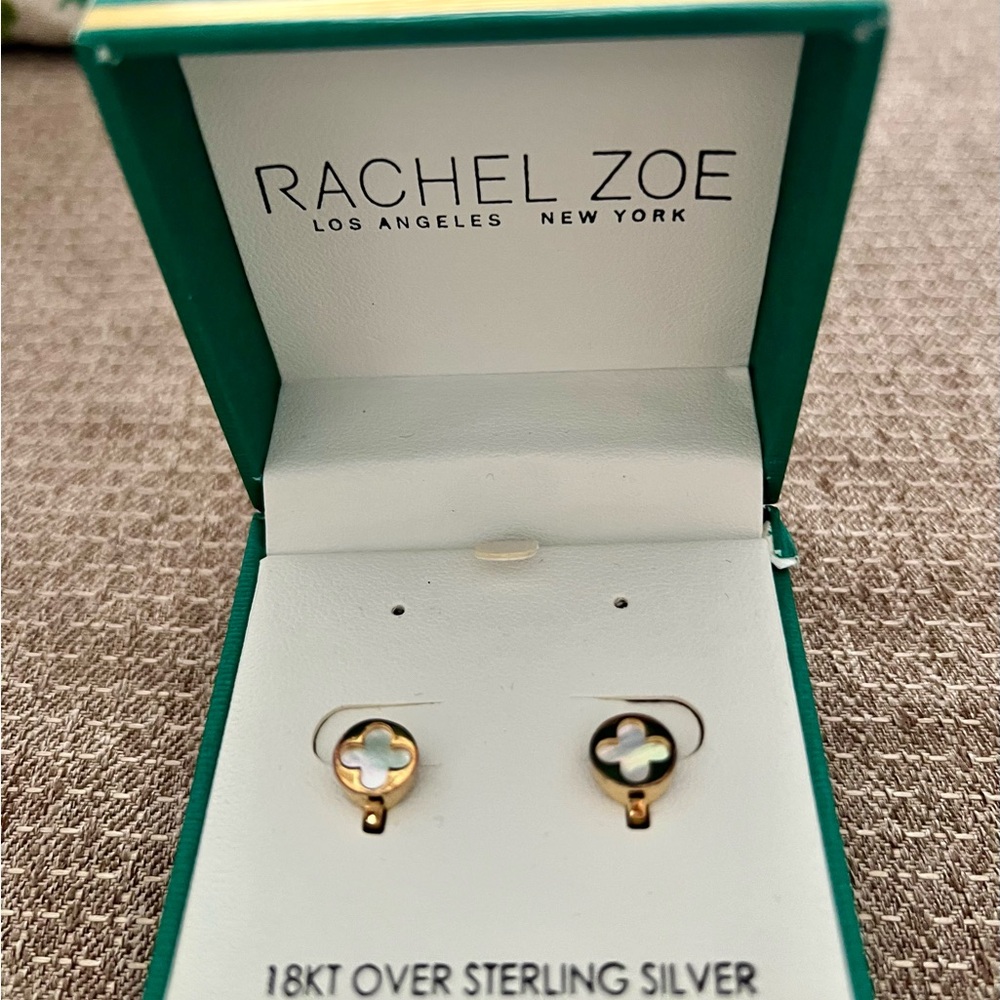 Rachel Zoe Gold over Silver Clover Earrings